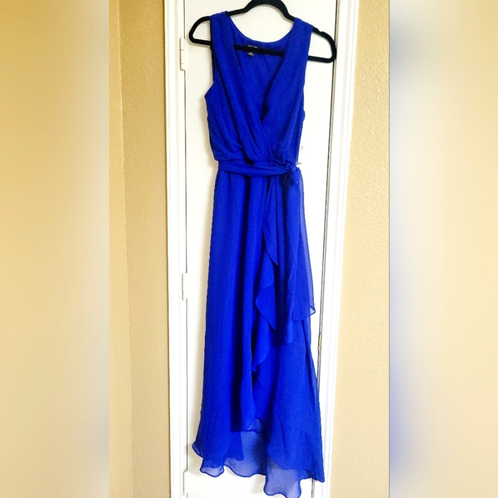 Surplice High-Low Maxi Dress